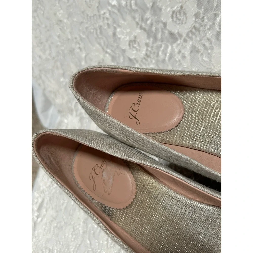 J.Crew Espadrille Wedge Pumps 8.5 Costal Preppy Boho Resortwear Gold Canvas